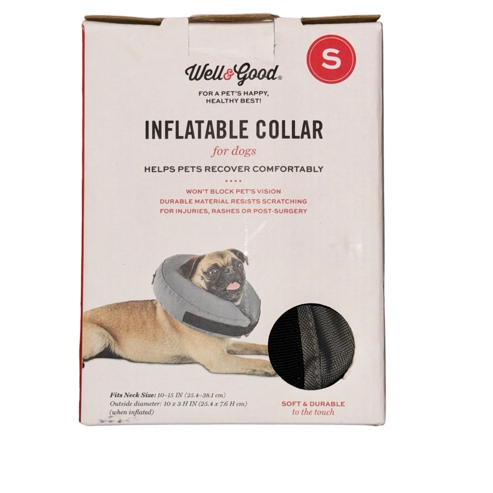 Well & Good Inflatable Collar for Dogs Color: Gray/ Black Size: Small 10-15 in